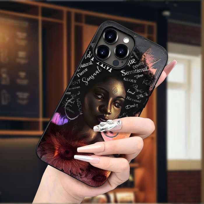 1Pc Black For iPhone 13 Pro African Queen Printed Phone Case