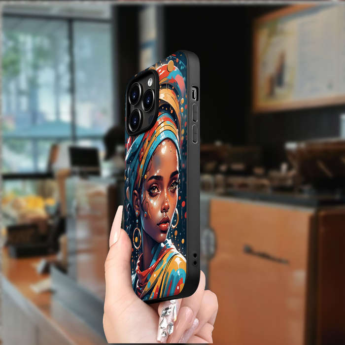 1Pc Black For iPhone 13 African Woman Style Phone Case