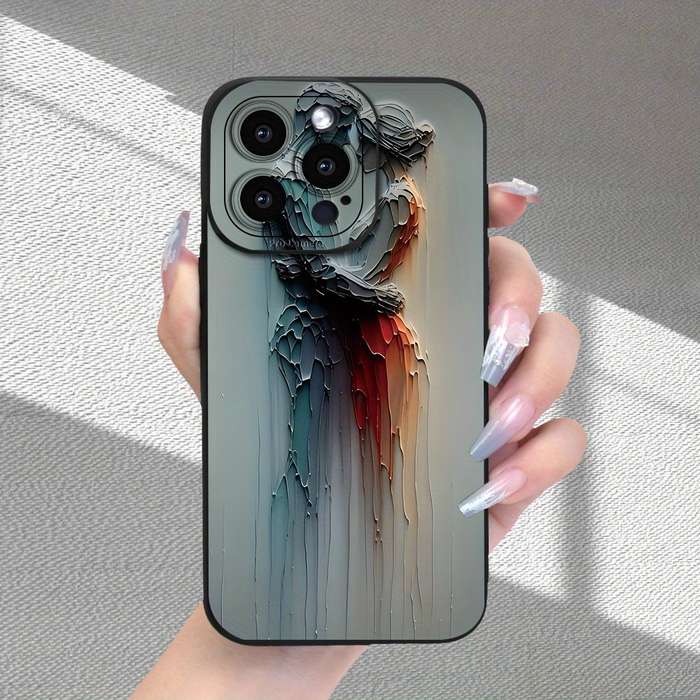 1Pc Black For iPhone 13 Pro Max Couple Pattern Phone Case