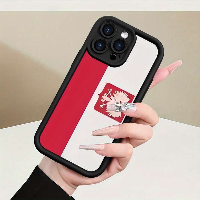 1Pc Black For iPhone XS Max Polish Flag Design Phone Case