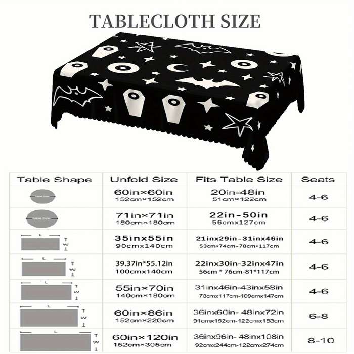 Halloween tablecloth decoration size 152cm x 152cm or round