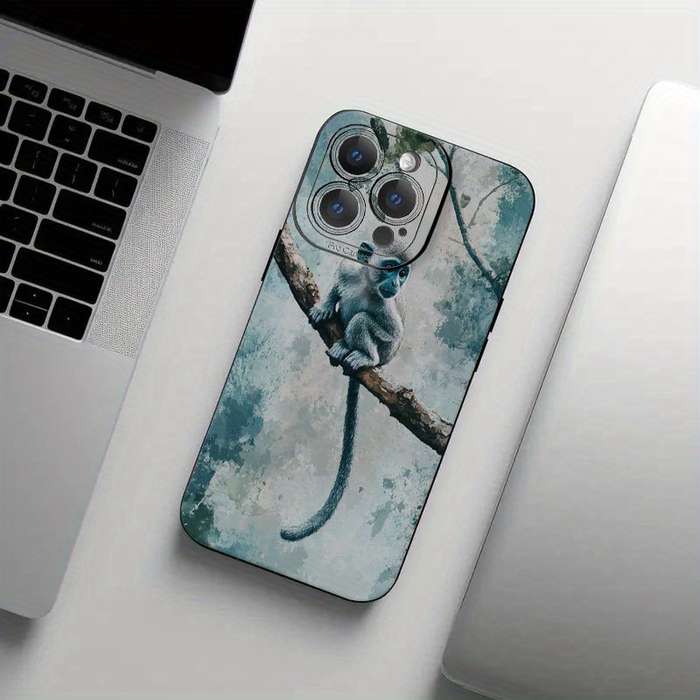 1Pc Black For iPhone 11 Pro Max Grey Monkey Phone Case