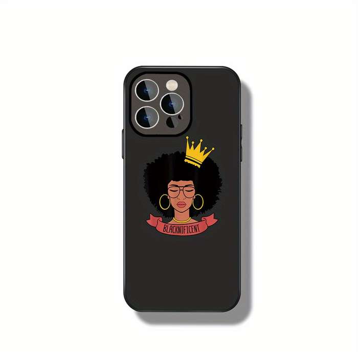 1Pc Black For iPhone 15 Pro Crown African Phone Case