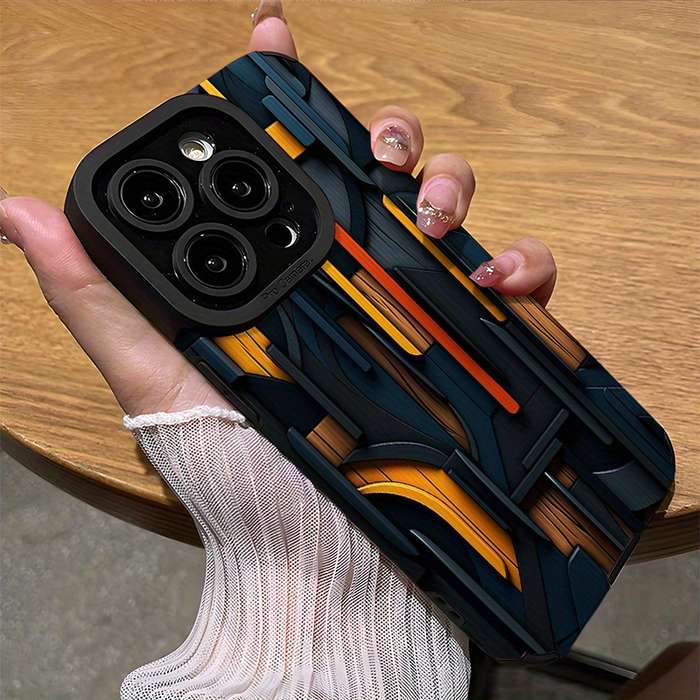 1Pc Mixed Color  For iPhone 16 Plus Abstract Geometric Pattern Phone Case