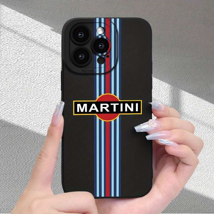 1Pc Black For iPhone 12 Racing Stripe Phone Case