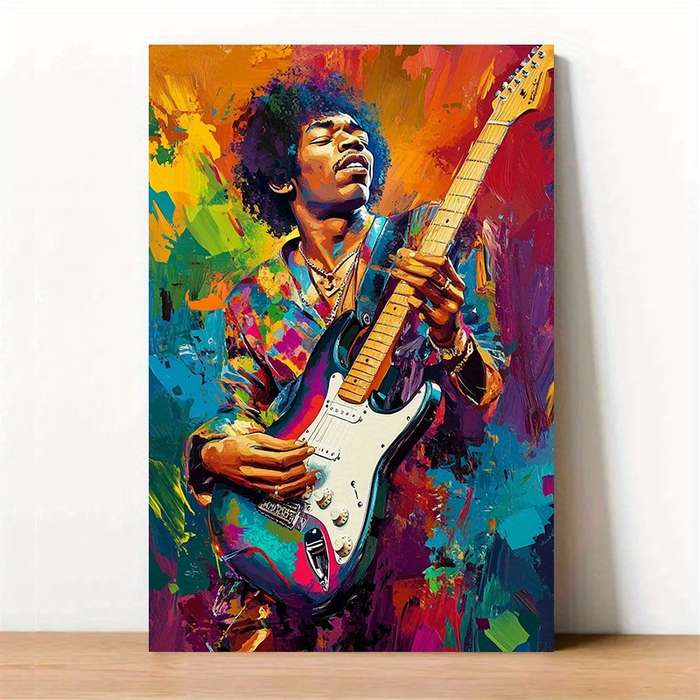 1pc  Vibrant Jimi Hendrix-Inspired Guitar Canvas Art Poster Unframed Wall Decor for Living Roo
