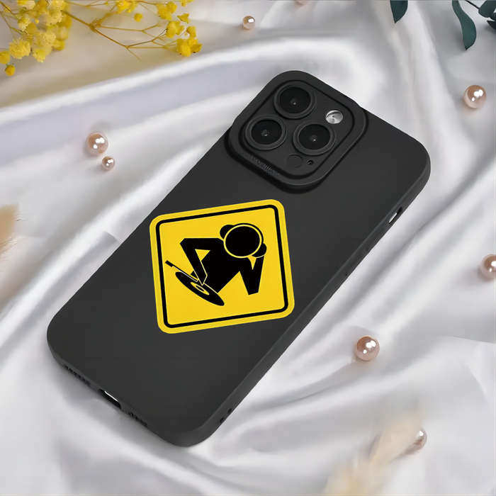 1Pc Black For iPhone 7 Plus 8 Plus Cartoon Safety Signs Phone Case