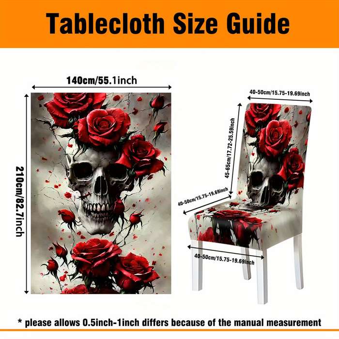 Halloween tablecloth decoration  6pcs Chair Covers add 1pc Tablecloth 140 x 210cm