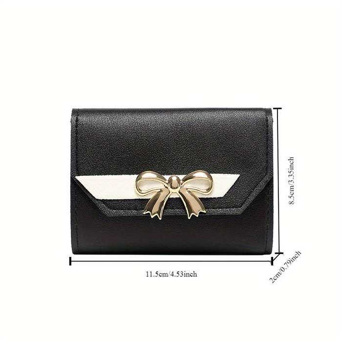 1pc 2025 New Fashion Short Wallet for Women with Magnetic Closure Multiple Card Slots Bowknot De