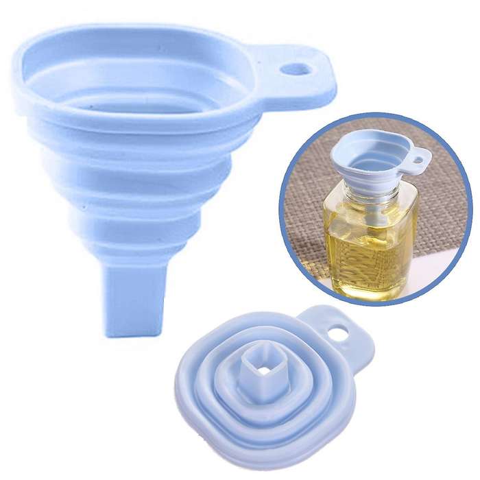 Silicone Folding Telescopic Long Collapsible Style Funnels Blue