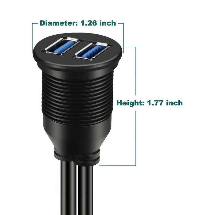 2 Ports Dual Usb 3.0 Aux Flush Mount Car Mount Extension Cable