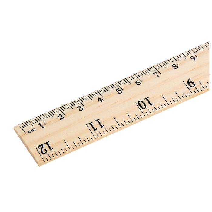 12 X Wood Ruler Measuring Ruler, 2 Scale (12 Inch and 30 Cm)