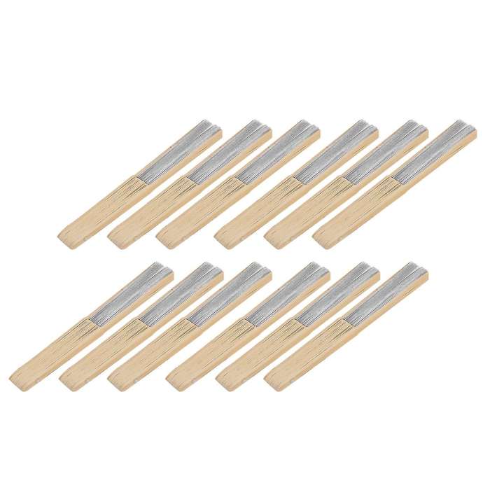 12 Pack Hand Held Fans White Paper Fan Bamboo Folding Fans Folded Fan
