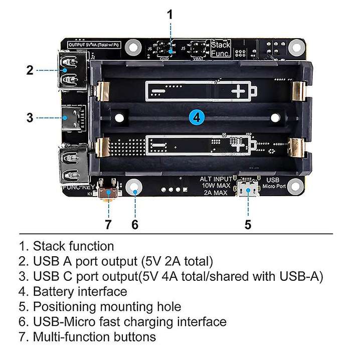 For Raspberry Pi 4 Ups Power Ups Hat 18 650 Battery Expansion Board