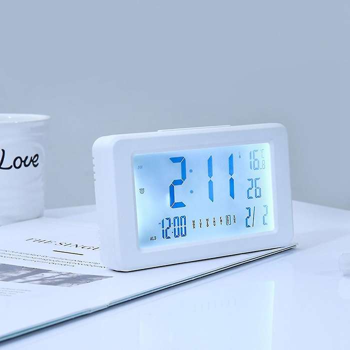 Lcd Digital Alarm Clock with Thermometer for Kids Bedroom Black