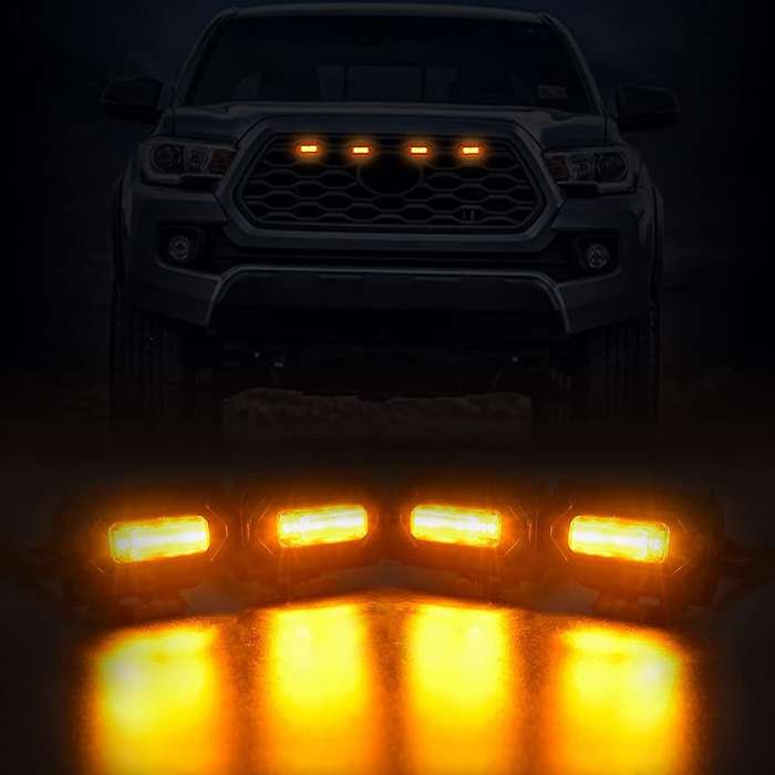 4pcs Led Front Grill Lights for Toyota Tacoma Raptor Trd,yellow Light