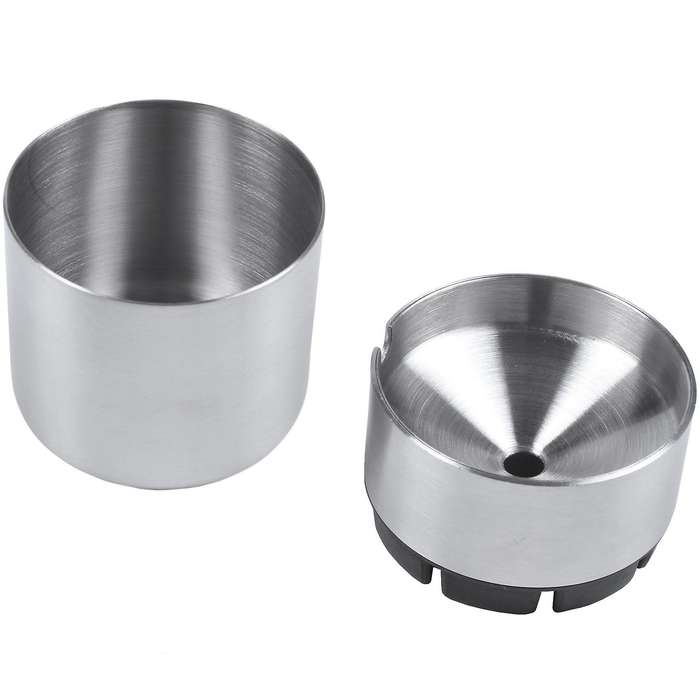 3x Stainless Steel Car Ashtray Smokeless Auto with Lid Ashtray