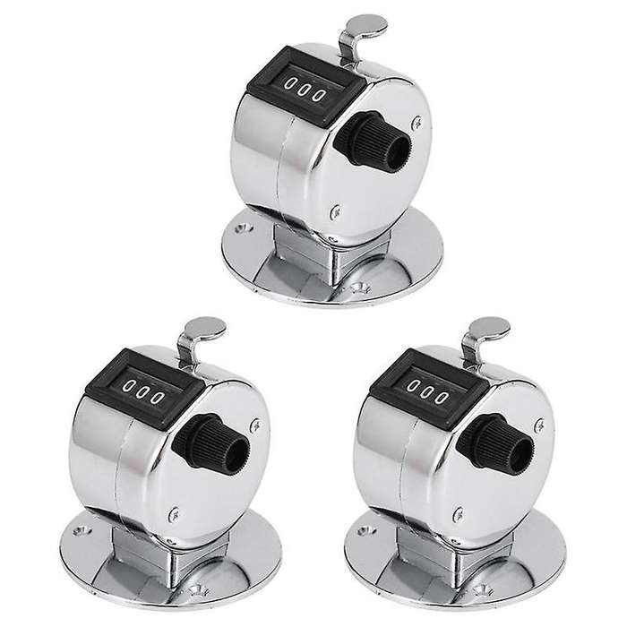 3x Round Base 4 Digit Manual Hand Tally Mechanical Palm Click Counter