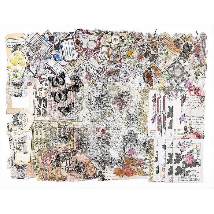260 Piece Ephemera Set, Vintage Paper and Paper Stickers, Craft Gifts