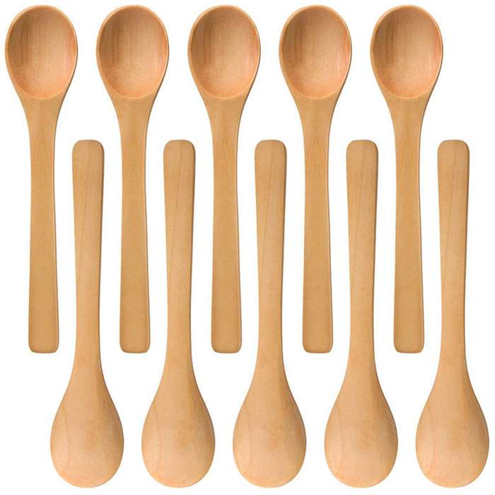 30 Pieces Mini Wooden Condiments Spoons Honey Teaspoon Wood Brown