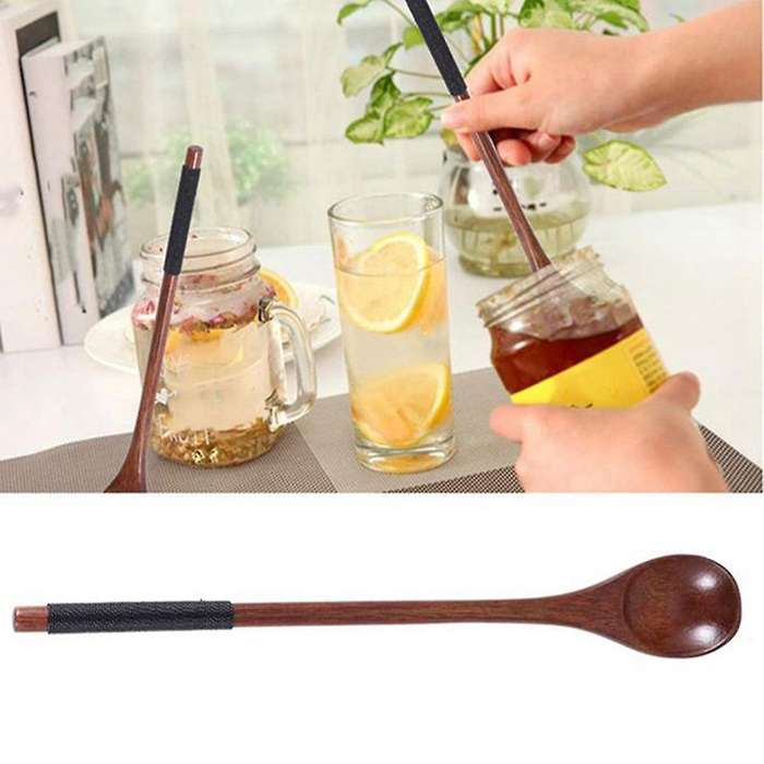 5 Pcs Wooden Cooking Mixing Spoon for Coffee Tea Jam Bath Salts