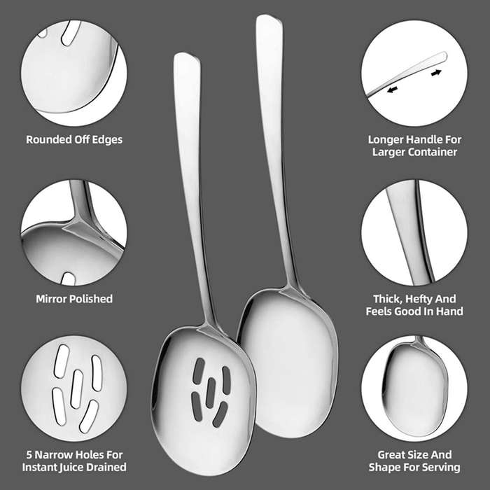 Serving Spoons Set,10 Inch Slotted Spoon and Serving Spoon,pack Of 2
