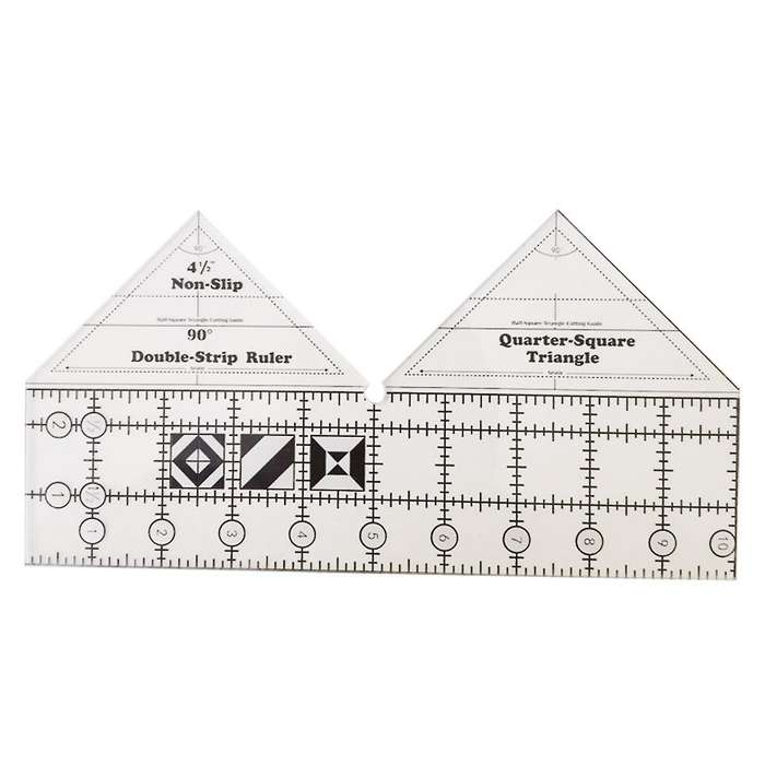90 Degree Double Strip Ruler Quarter Square Cutting Guide (10 Inch)