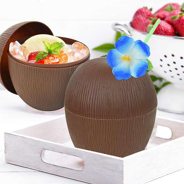 12pcs Hawaiian Party Coconut Pineapple Cups Tropical Decoration