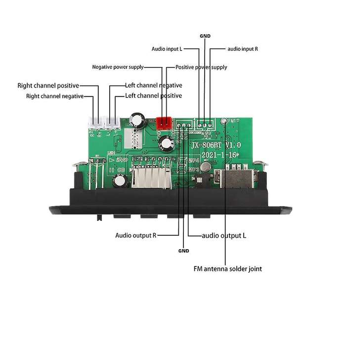 2x25w 50w Amplifier Mp3 Player Decoder Board 5v-12v Bluetooth 5.0