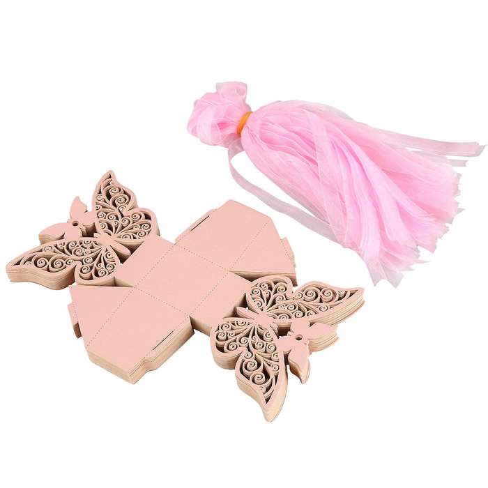 50pcs Butterfly Wedding Favour Box Birthday Gifts Candy Boxes (pink)