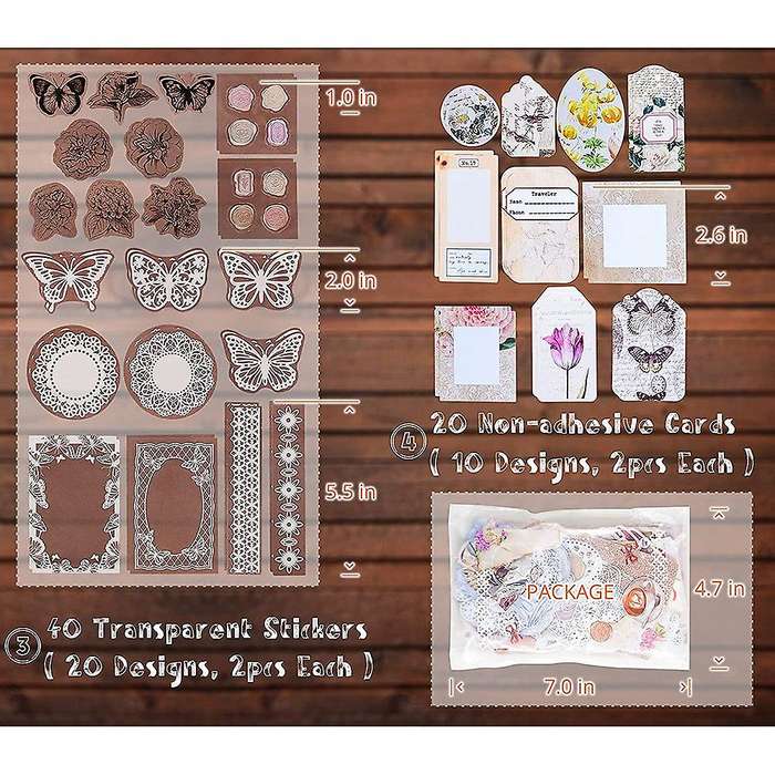 260 Piece Ephemera Set, Vintage Paper and Paper Stickers, Craft Gifts