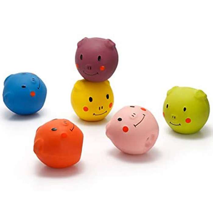 Squeaky Dog Toys -cute Funny Pigge Latex Dog Balls for Small