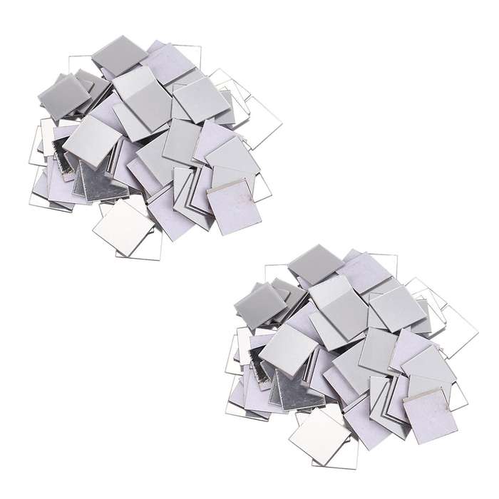 100 Piece Mirror Tile Wall Sticker 3d Decal Mosaic Stick (silver)
