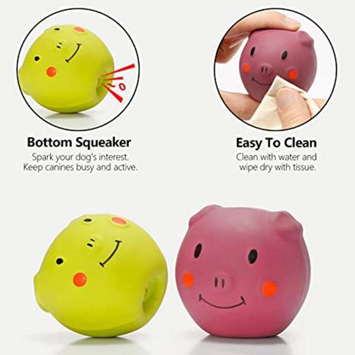 Squeaky Dog Toys -cute Funny Pigge Latex Dog Balls for Small