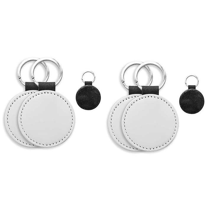 10 Pack Sublimation Blanks Keychain Pu Leather Keychain(black Round)