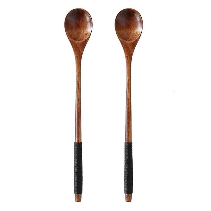 5 Pcs Wooden Cooking Mixing Spoon for Coffee Tea Jam Bath Salts