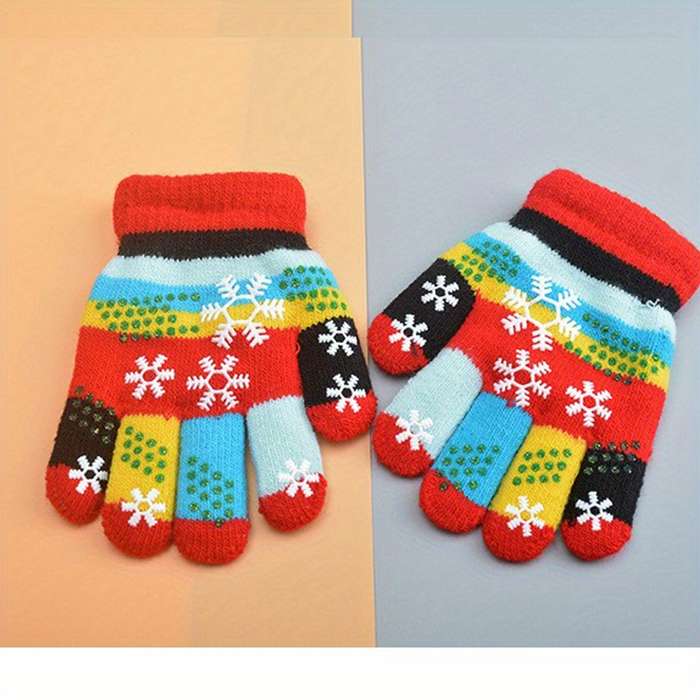 1 Pair 1 To 4 Years Old Rose Red Warm Gloves