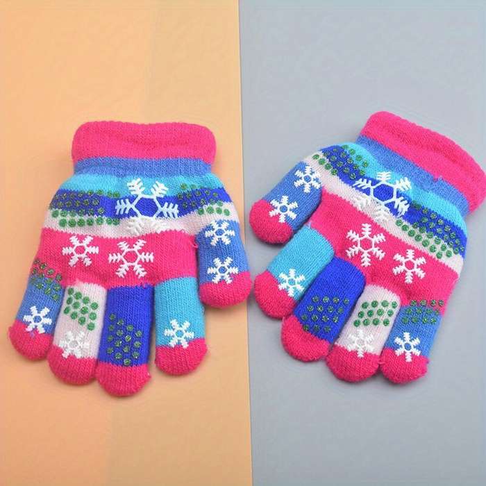 1 Pair 1 To 4 Years Old Rose Red Warm Gloves
