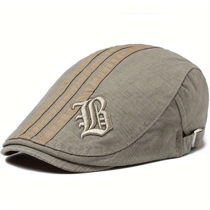 1pc Vintage Beret Hat Vintage Men's Embroidery Beret Spring Autumn Flat Cap Adjustable Visor Hat