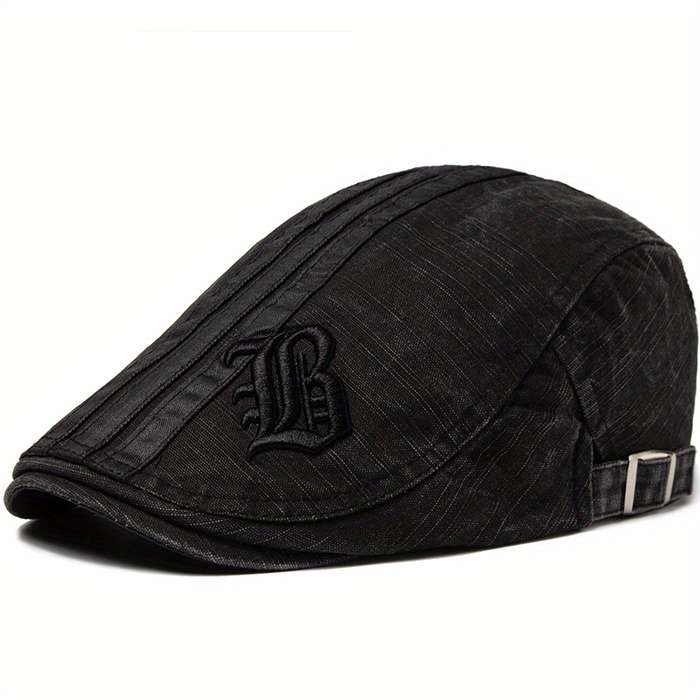 1pc Vintage Beret Hat Vintage Men's Embroidery Beret Spring Autumn Flat Cap Adjustable Visor Hat