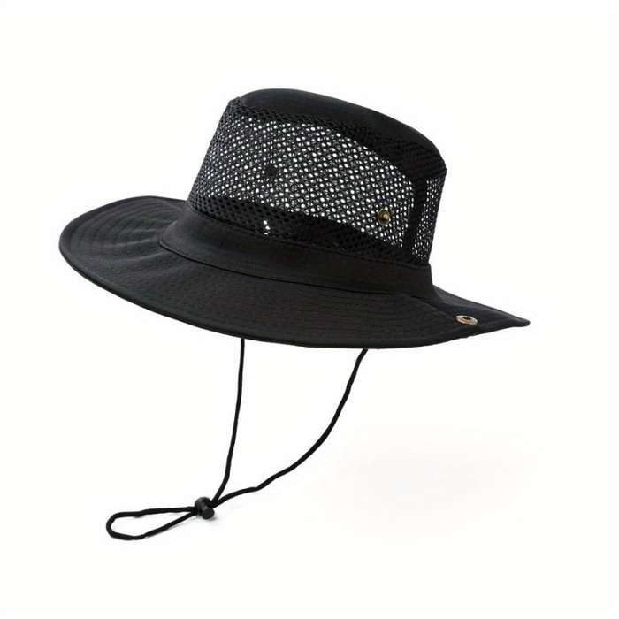1pc Fisherman's Hat Outdoor Hiking Big Eaves Breathable Mesh Hat Sun Visor Hats For Men And Women.