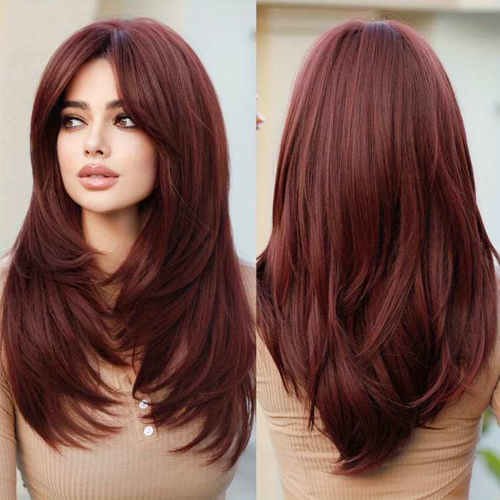 1Pc Wine Red 60.96cm Fashion Design Wig