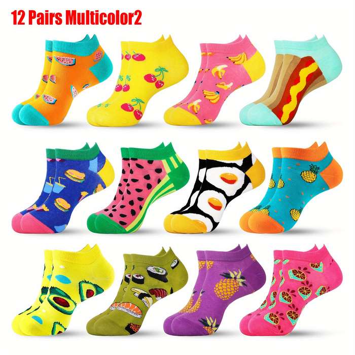 12 Pairs Multicolor2 Sock Us 5 8  Uk 4 7  Eu 35 38
