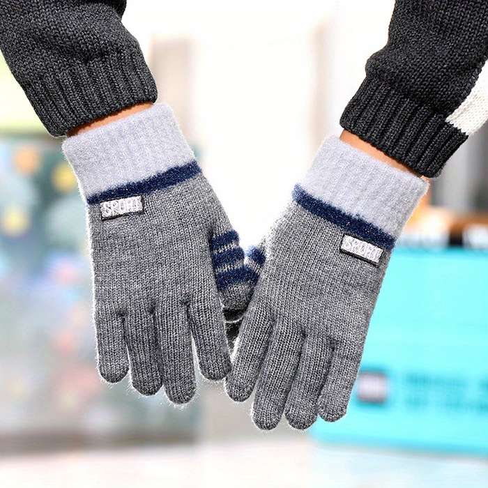 1 Pair Sporty Gray Size 4 To 8 Years Old Warm Gloves