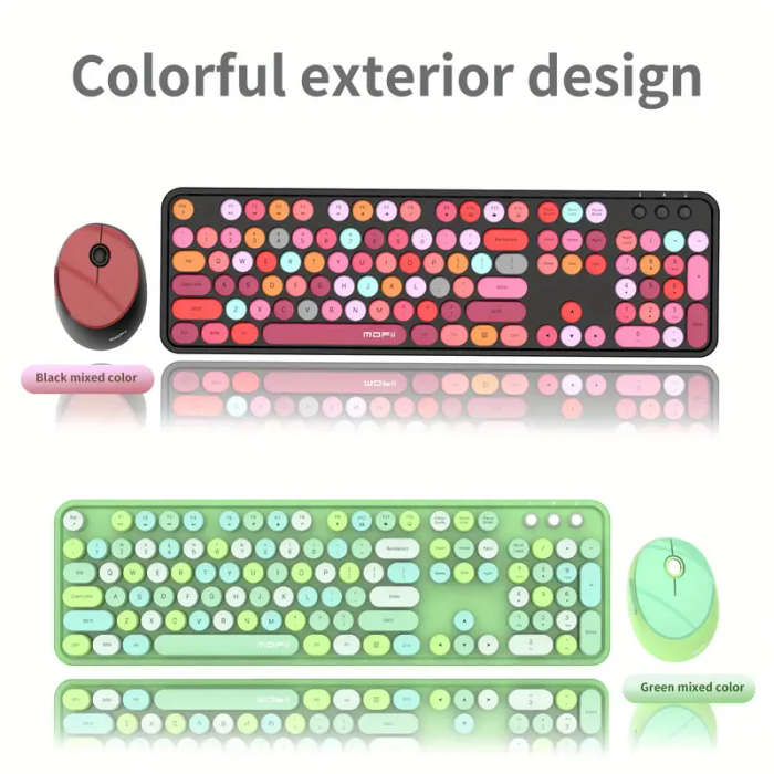 MOFII Sweet Retro Punk Mixed Color Wireless Keyboard and Mouse Set