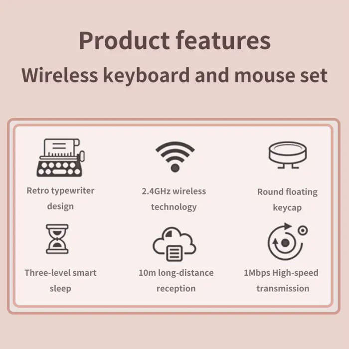 MOFII Sweet Retro Punk Mixed Color Wireless Keyboard and Mouse Set