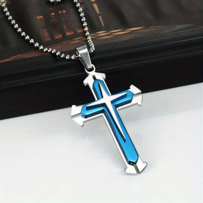 1 Piece Blackx2 Add Bluex2 Jesus Theme Pendant