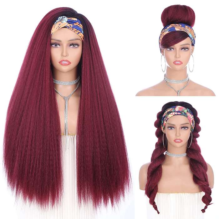 1Pc Burgundy 66.04cm Fashion Design Wig