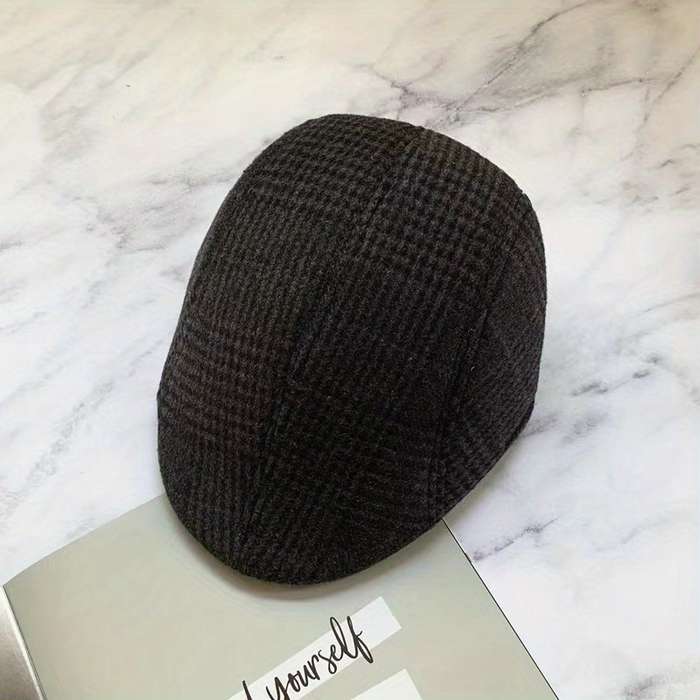 1pc Men's British Style Duckbill Cap 65% Polyester Woven Boho Hat