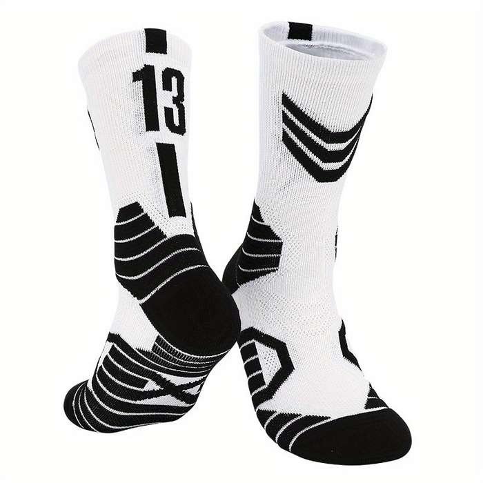 1 Pair White Black 13 One Size Socks